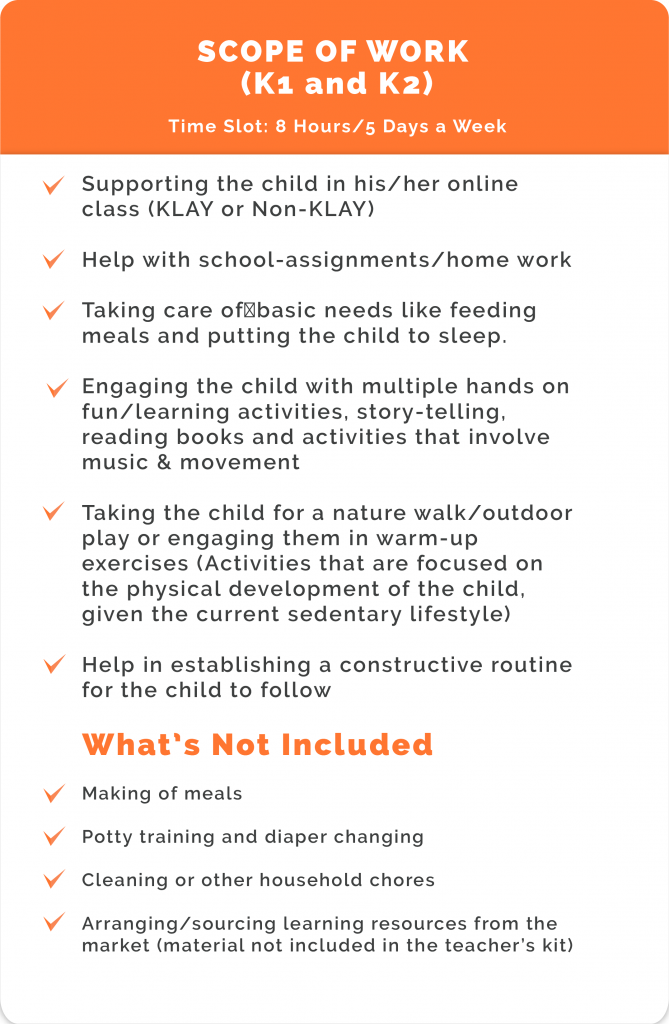 preschool daycare k1 and k2 scope of work